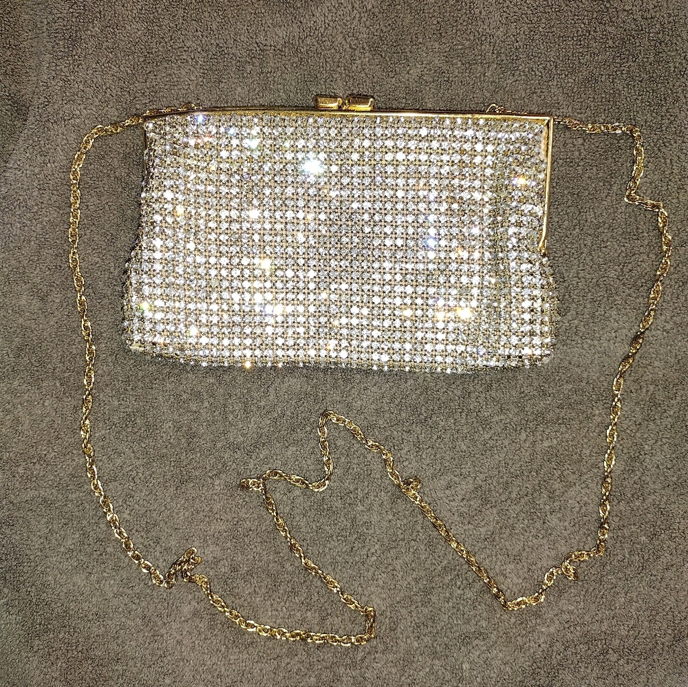 Vintage Johann Becker Gold and Crystal Rhinestone Clutch Bag Germany